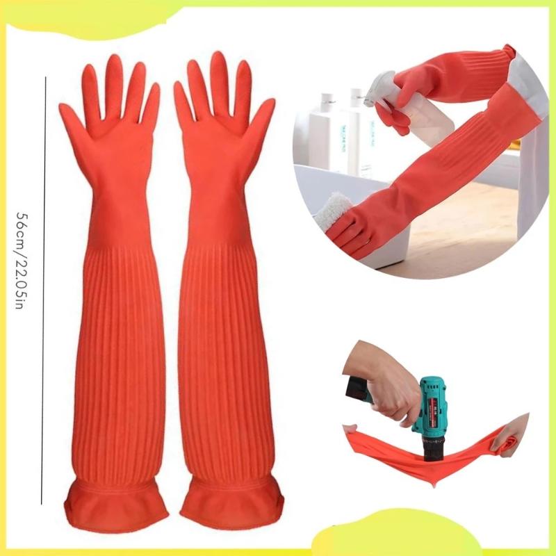 Rubber Glove Cleaning - Extra Long Rubber Cleaning Gloves With