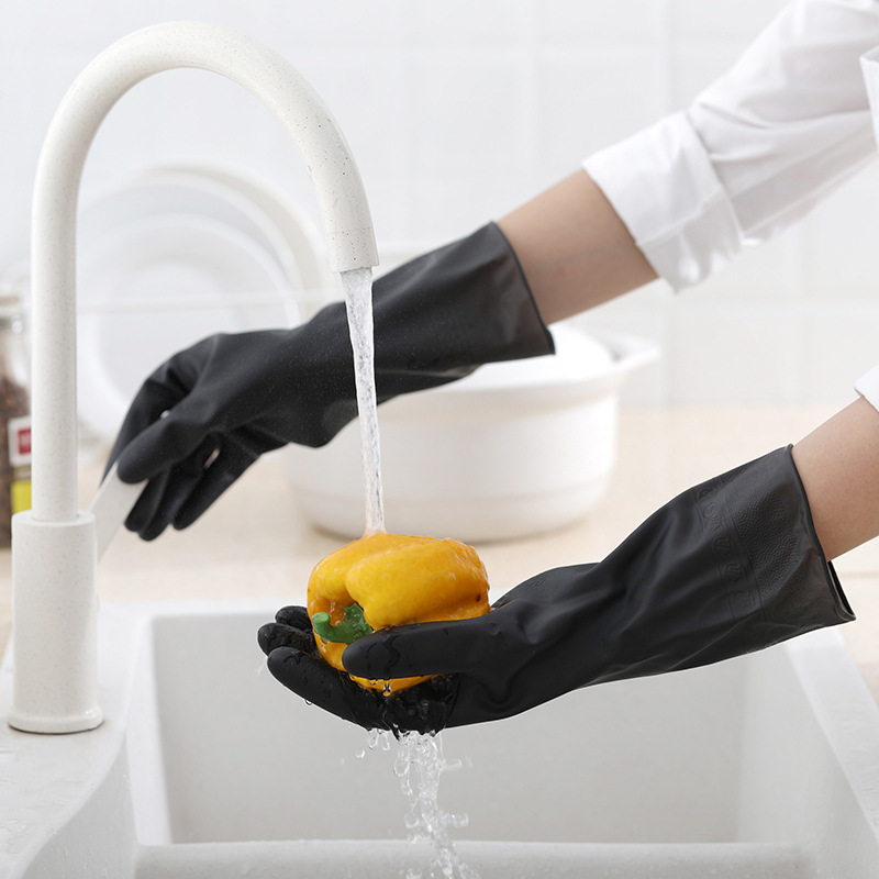 1 Pair Black Gloves Home Washi - Rubber Glove Cleaning 评论和价格