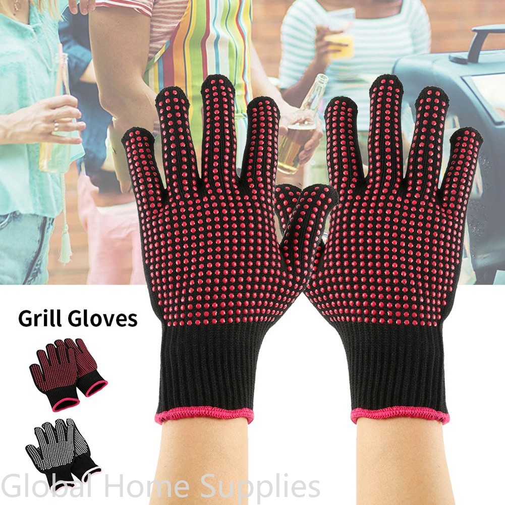 Barbecue Anti-scald Gloves Mic - Oven Mitt Silicone 评论和价格