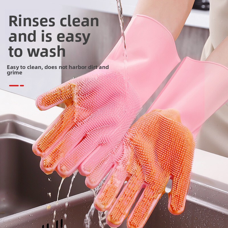 Silicone Dishwashing Gloves, M - Rubber Glove Cleaning 评论和价格