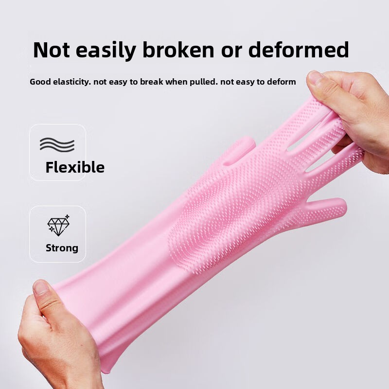 Silicone Dishwashing Gloves, M - Rubber Glove Cleaning 评论和价格