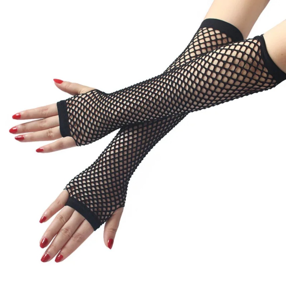 Neon Fishnet Long Fingerless G - Fingerless Glove Knit 评论和价格