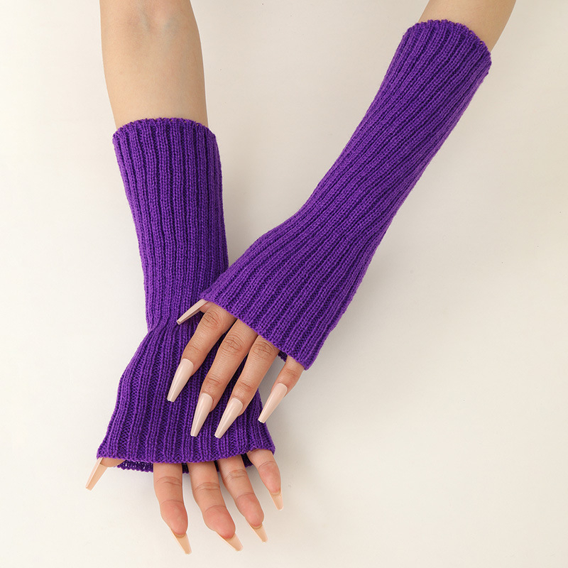 Girls Colorful Warm Knitted Ar - Fingerless Glove Knit 评论和价格