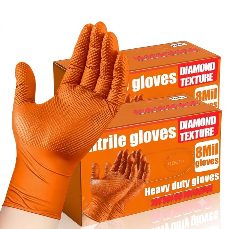 Heavy Duty Orange Nitrile Glov - Nitrile Mechanic Glove 评论和价格