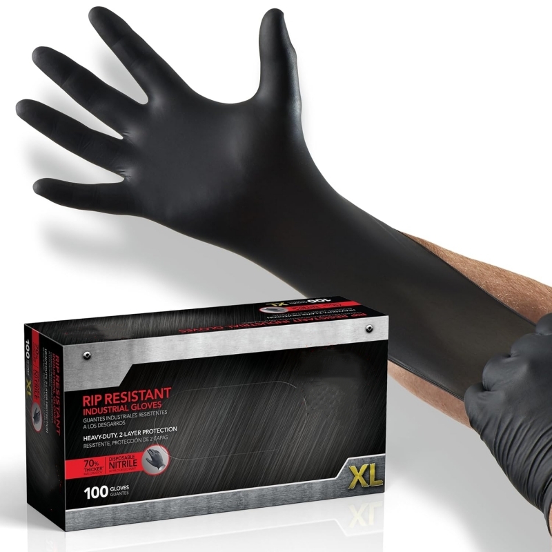 100PCS Black Nitrile Gloves Di - Nitrile Mechanic Glove 评论和价格